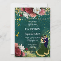 Emerald green glitter dancing couple reception