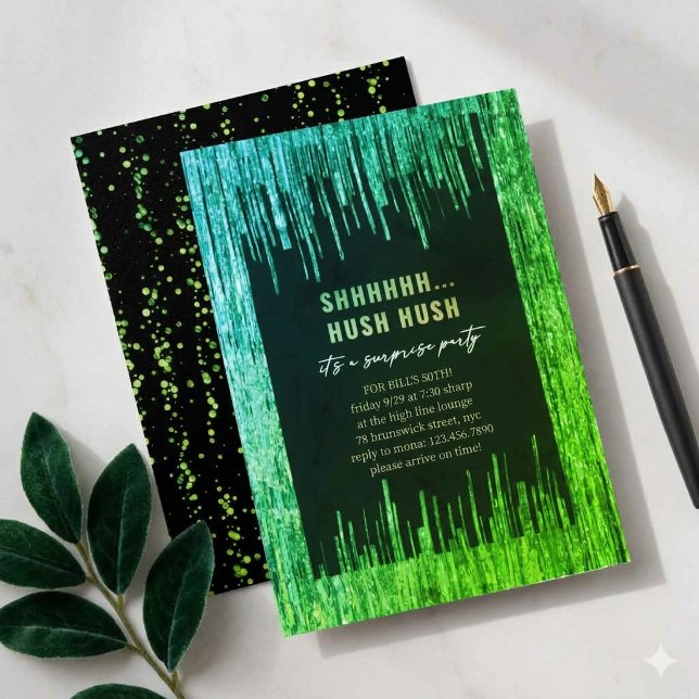 Emerald Green Glitter Drip Surprise 50th Birthday  Invitation (Creator Uploaded)