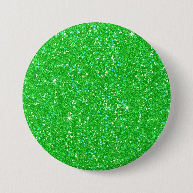 Emerald Green Glitter Effect Sparkle 3 Inch Round Button (Front)