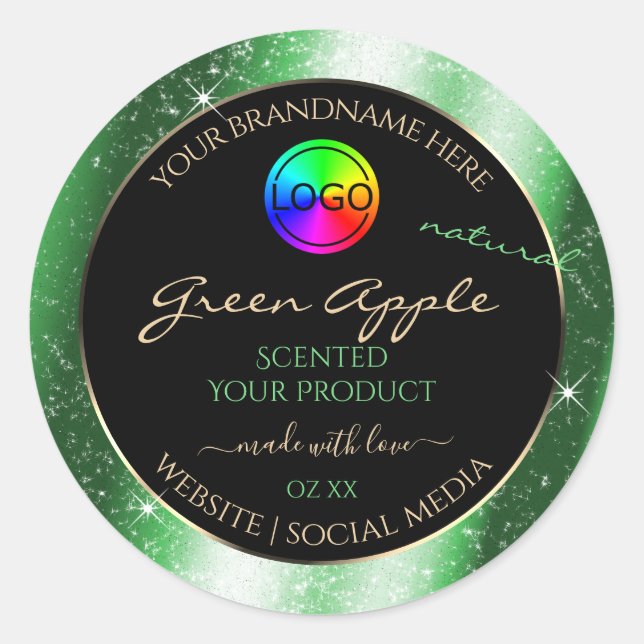 Emerald Green Glitter Frame Product Label and Logo (Front)