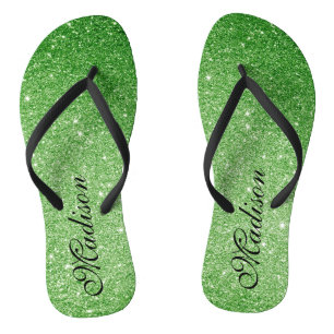 Emerald Green Glitter Glitz & Glam Personalized Fl Flip Flops