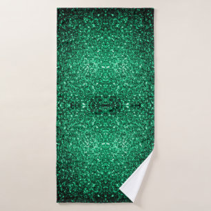 Emerald Green glitter sparkles Bath Towel
