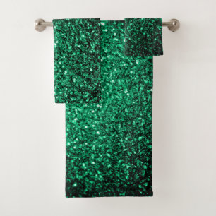 Emerald Green glitter sparkles Bath Towel Set