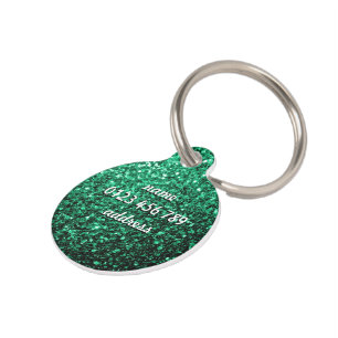 Emerald Green glitter sparkles Personalize Pet Tag