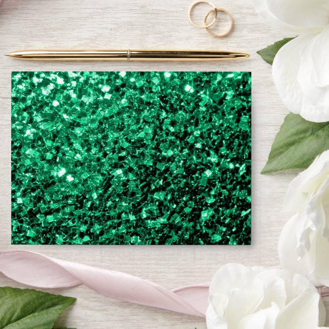 Emerald Green glitter sparkles print Envelope (Wedding)