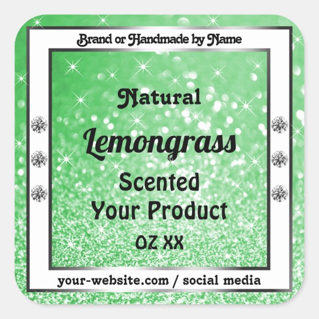 Emerald Green Glitter with Diamonds Product Labels (Front)