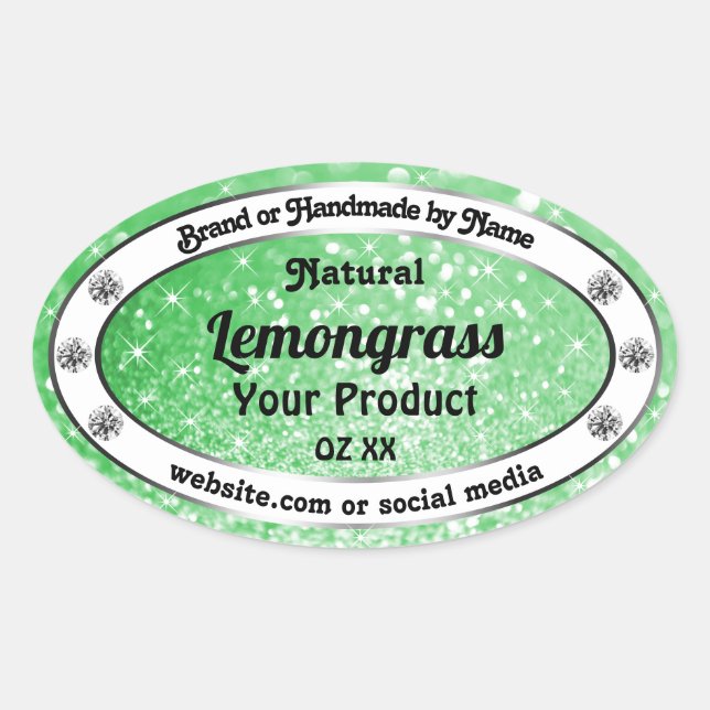 Emerald Green Glitter with Diamonds Product Labels (Front)