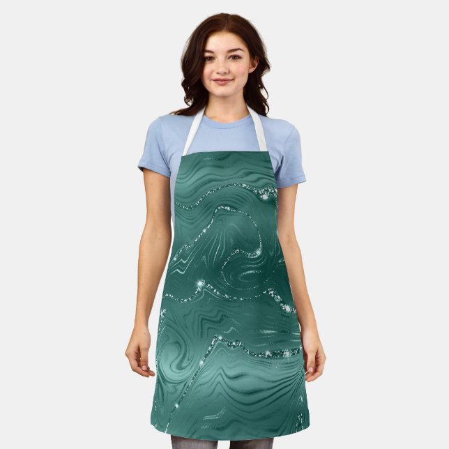 Emerald Green Glitzy Marble Apron (Worn)
