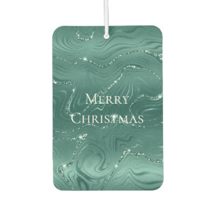 Emerald Green Glitzy Marble Christmas Air Freshener