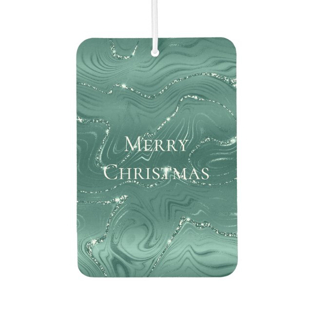 Emerald Green Glitzy Marble Christmas Air Freshener (Front)