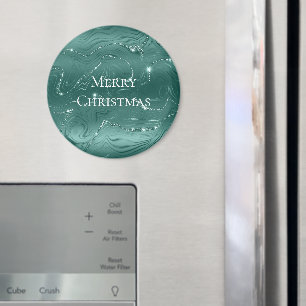 Emerald Green Glitzy Marble Christmas Magnet