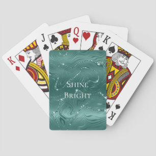 Emerald Green Glitzy Marble Personalized Playing Cards
