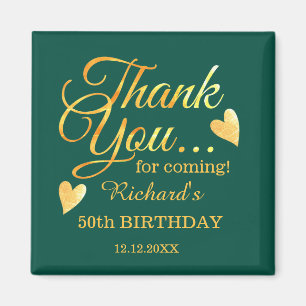 Emerald Green Gold 50 Birthday Thank You Favour    Magnet