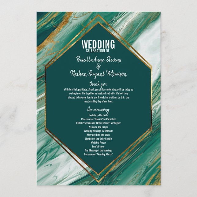 Emerald Green Gold Abstract Agate Marble Program (Front)