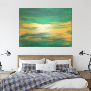 Emerald Green Gold Abstract Art Contemporary  Canvas Print