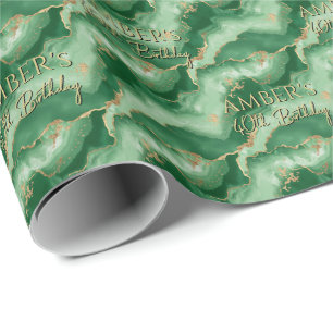Emerald Green Gold Abstract Marble Design Wrapping Paper