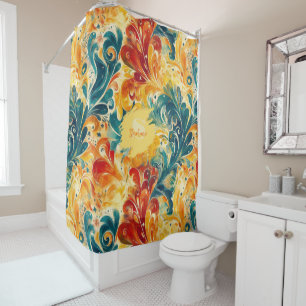 Emerald Green & Gold Abstract Paisley Leaves (3)