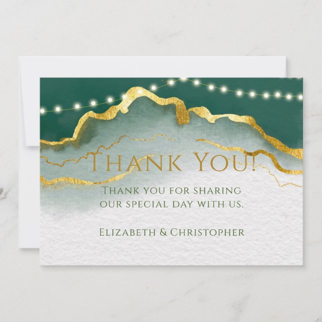 Emerald Green Gold Agate et Light Merci Cartes (Devant)