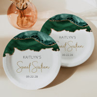 Emerald Green Gold Agate Sweet 16 Birthday Party