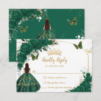 Emerald Green Gold Arch Butterflies Quinceañera