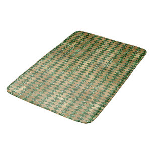 Emerald Green & Gold Argyle Pattern Bath Mat