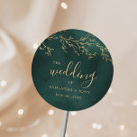 Emerald Green & Gold Botanical Elegant Wedding Classic Round Sticker<br><div class="desc">Emerald Green & Gold Botanical Elegant Wedding Classic Round Sticker</div>