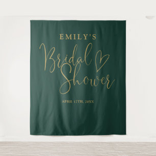Emerald Green Gold Bridal Shower Photo Backdrop Tapestry