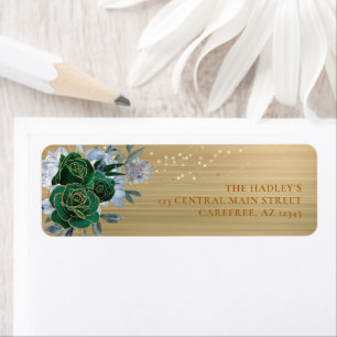 Emerald Green Gold Floral Adresse de retour