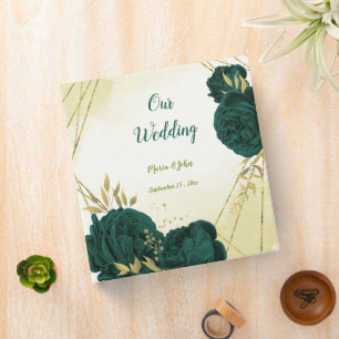 Emerald green gold floral photo album binder