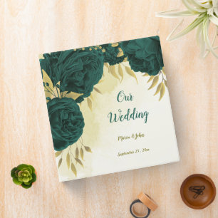 Emerald green gold floral photo album binder