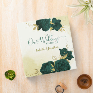 Emerald green gold floral photo album binder