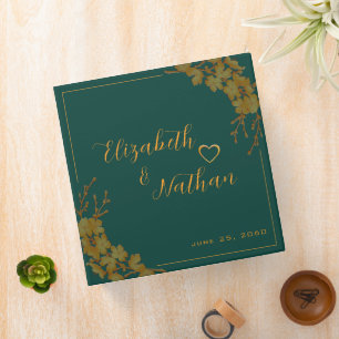 Emerald Green Gold Floral Wedding Notes or Photos Binder
