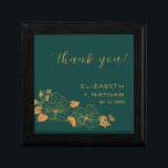 Emerald Green Gold Floral Wedding Thank You Gift Gift Box<br><div class="desc">The Classy Emerald Green Gold Floral Foliage Wedding thank you gift box features golden floral/foliage pattern against timeless emerald green. ♥ View the collection on this page to find matching products. ♥Customize it with your text by using the template fields. ♥ If you want to change the font style, colour...</div>