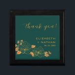Emerald Green Gold Floral Wedding Thank You Gift Gift Box<br><div class="desc">The Classy Emerald Green Gold Floral Foliage Wedding thank you gift box features golden floral/foliage pattern against timeless emerald green. ♥ View the collection on this page to find matching products. ♥Customize it with your text by using the template fields. ♥ If you want to change the font style, colour...</div>