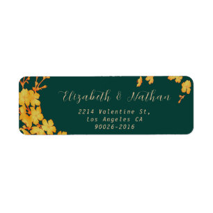 Emerald Green & Gold Flowers Adresse de retour