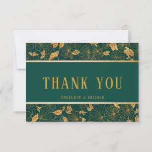 Emerald Green & Gold Foliing Carte de remerciement