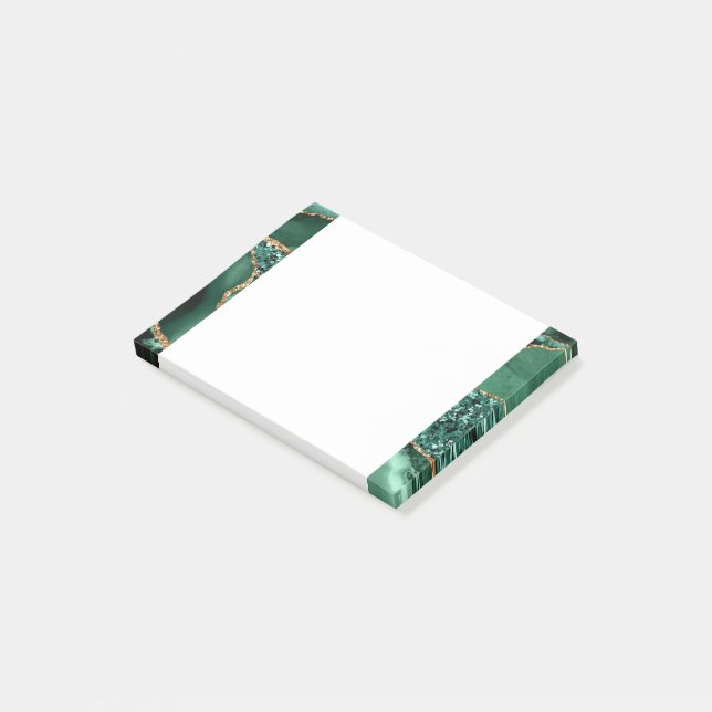 Emerald Green Gold Framed Post-it® Notes (Angled)