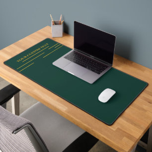 Emerald Green Gold Geometric Personalized Desk Mat