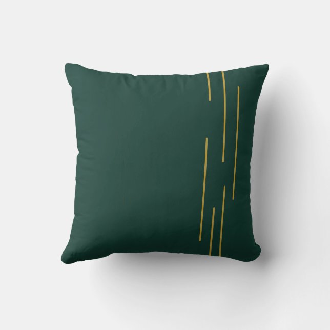 Emerald Green Gold Geometric Throw Pillow. Pillow (Back)