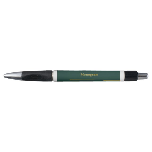 Emerald Green  Gold GeometricLine Personalized Pen (Front)