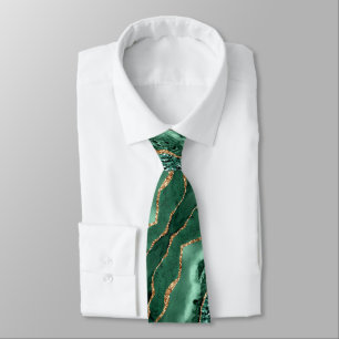 Emerald Green Gold Glitter Neck Tie