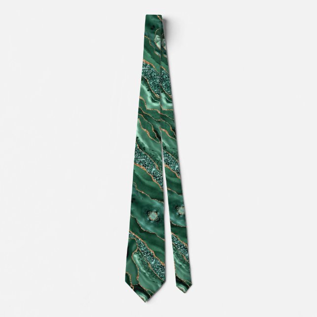 Emerald Green Gold Glitter Neck Tie (Front)
