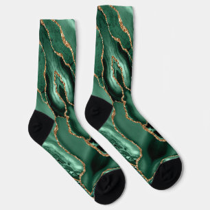 Emerald Green Gold Glitter Socks