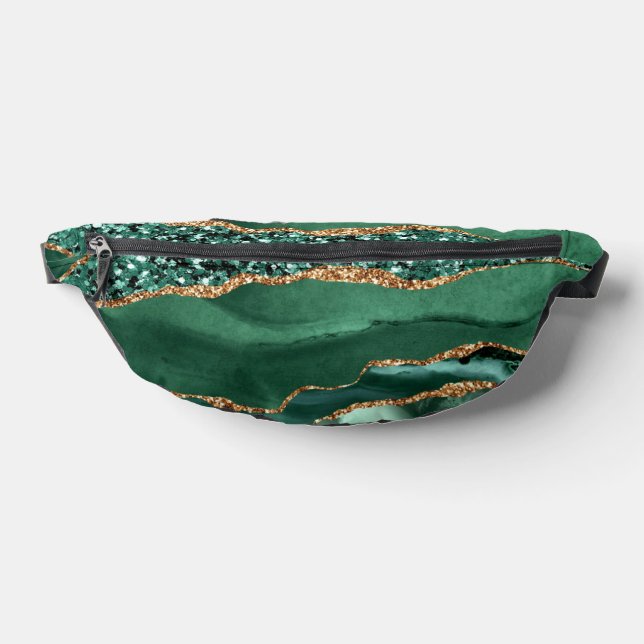 Emerald Green Gold Glitter Sparkly Fanny Pack (Lay Down)