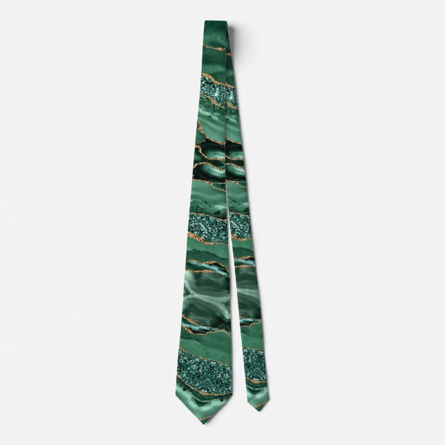 Emerald Green Gold Glitter Sparkly Neck Tie (Front)