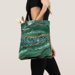 Emerald Green Gold Glitter Tote Bag Custom Name<br><div class="desc">Personalized Custom Name Tote Bags with Agate Green Gold Glitter Geode Marble Emerald Sparkly Tote or Crossbody Bags - Your Birthday - Anniversary or Wedding Gift / Suppliest - Add Your Name - Text or Remove - Make Your Special Gift - Resize and move or remove and add text /...</div>