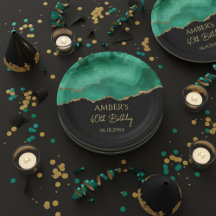 Emerald Green Gold Glitter Watercolor Marble