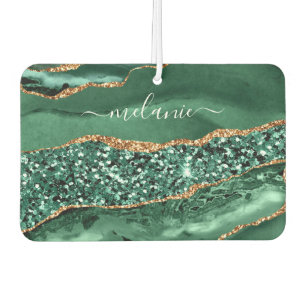 Emerald Green Gold Glitter Your Name Air Freshener