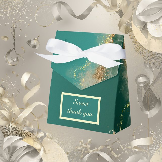 Emerald green gold jewel tones wedding favor box (Creator Uploaded)
