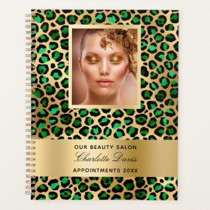 Emerald green gold leopard beauty salon 2026 planner